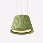 Acoustic pendant light with sound-absorbing felt shade and integrated 4000K LED