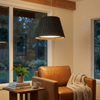 Acoustic pendant light with sound-absorbing felt shade and integrated 4000K LED