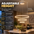 Pendant Light | 3-Ring Floating Design, LED, Black & White