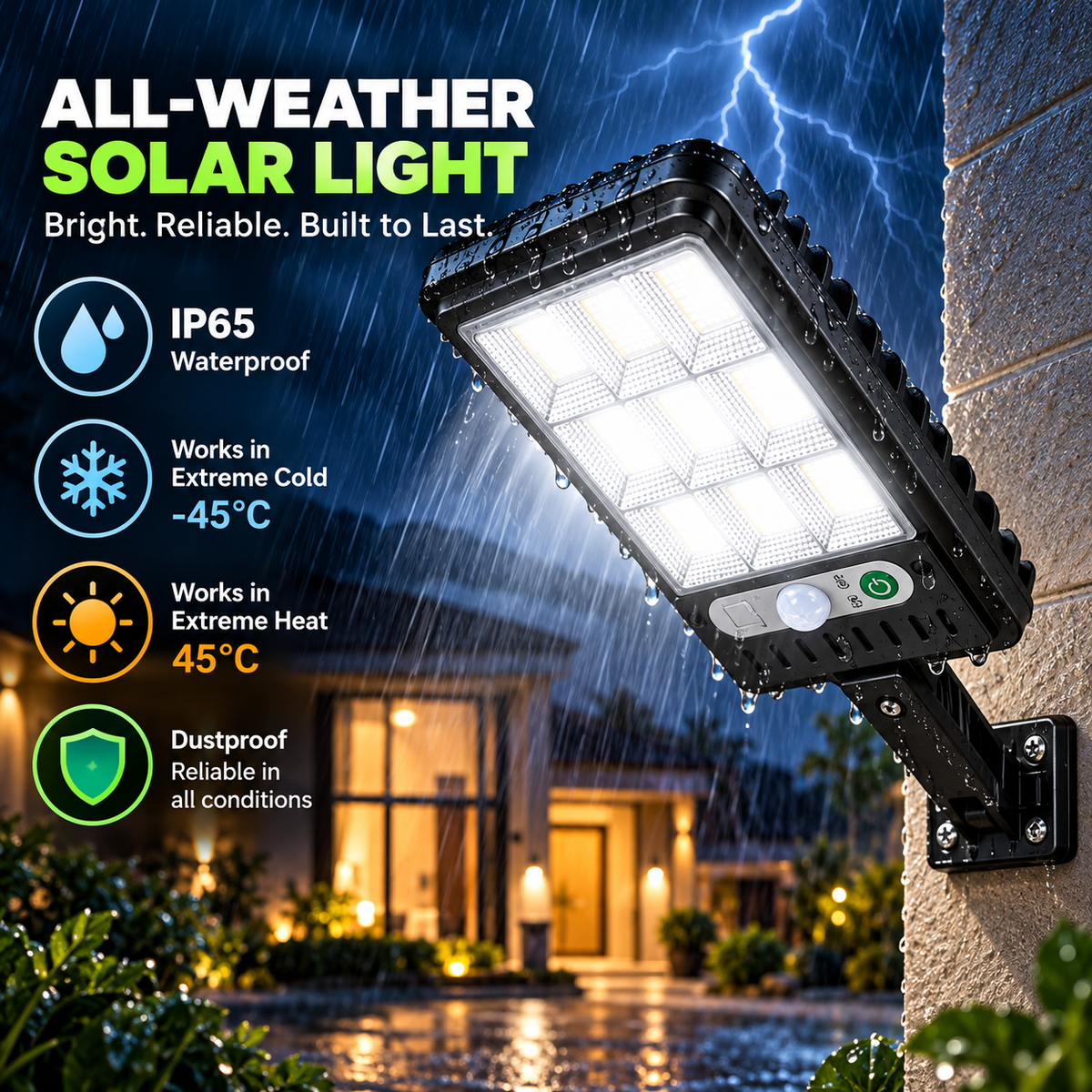 Solar LED Outdoor Light | Wireless, Motion Sensor, Remote Control | IP65