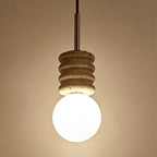 Pendant light yellow travertine with white glass shade, G9 bulb base