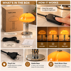 Mushroom Table Lamp | 12W LED Bedside Light, Amber Glow