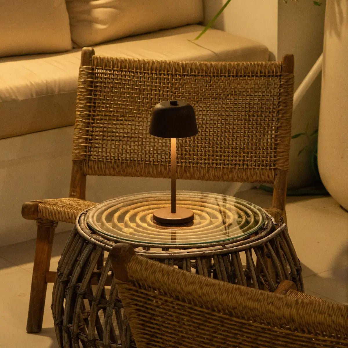 Rechargeable cordless table lamps 4-pack with magnetic charging station, mocha brown, dimmable