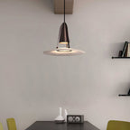 Alabaster pendant light with gold and bronze metal frame, GU10 indoor ceiling lamp