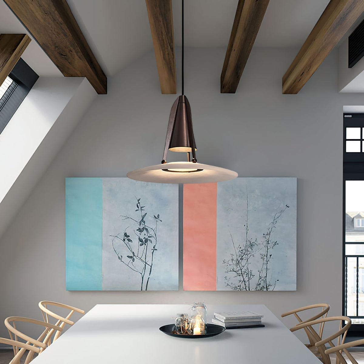 Alabaster pendant light with gold and bronze metal frame, GU10 indoor ceiling lamp
