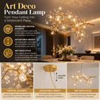 Lampa wisząca w stylu art déco | kryształowa gałąź, regulowana wysokość, G4