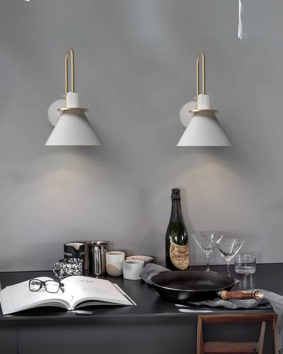 Wall lamp wall sconce 1-light with wrought iron cone shade