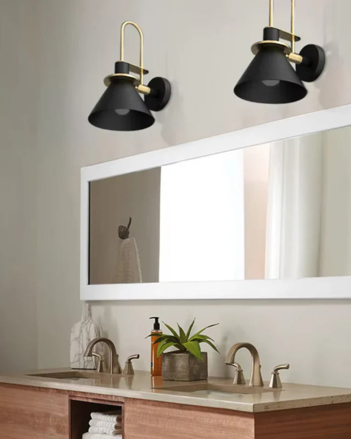 Wall lamp wall sconce 1-light with wrought iron cone shade