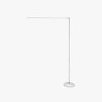 Minimalist linear LED floor lamp in metal and acrylic, modern streamline design, 2 colour options
