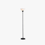 Floor lamp with cup-shaped acrylic shade and metal pole, minimalist multi-colour design