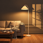 Floor Lamp | Pleated Fabric Shade, Minimalist Standing Lamp | Living Room, Bedroom