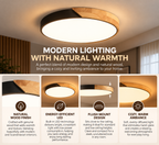 LED Ceiling Light | Scandinavian Wooden Flush Mount | Modern, Cozy Ambiance