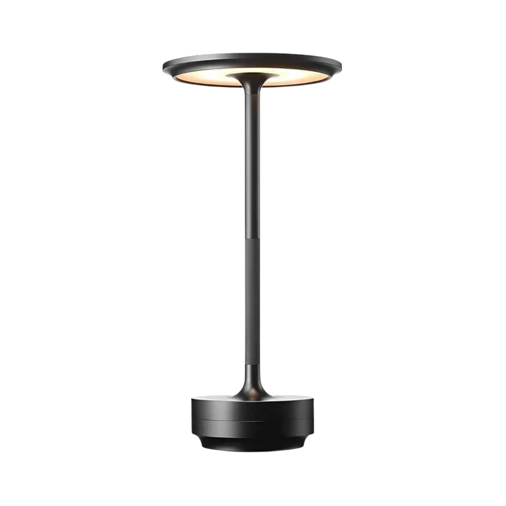 Cordless table lamp brass cone LED rechargeable, modern design