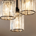 K9 crystal ceiling light 3-light black fixture with E27 compatibility, contemporary style
