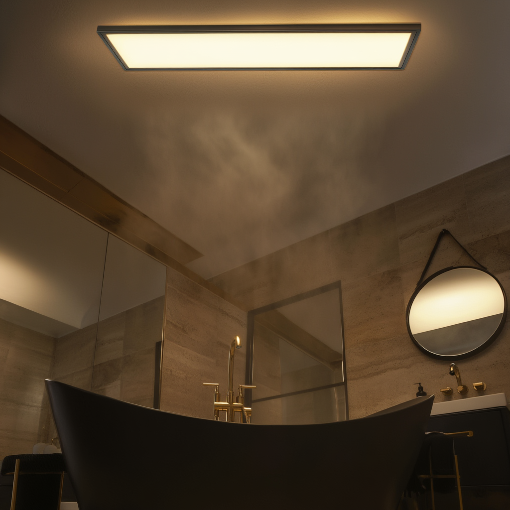 Black LED ceiling light IP44 dimmable 58cm for bathrooms