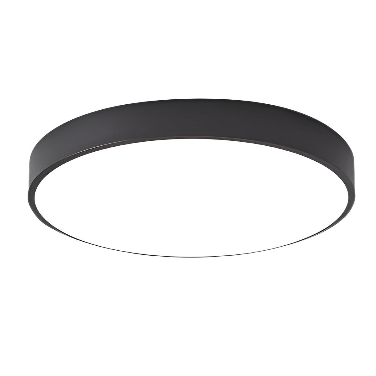 Low profile round LED ceiling light with acrylic diffuser and minimal frame