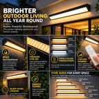 Linear Outdoor Wall Light | Black LED Strip, IP65 Waterproof | 5 Sizes