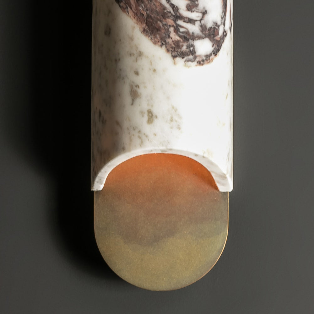 Wall Lamp Indoor LED Capsule Travertine Marble Brass Bedroom