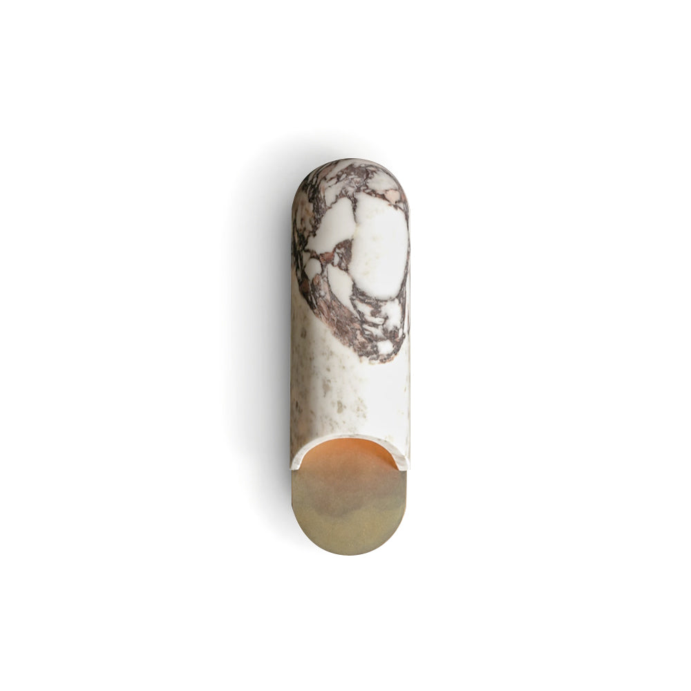 Wall Lamp Indoor LED Capsule Travertine Marble Brass Bedroom