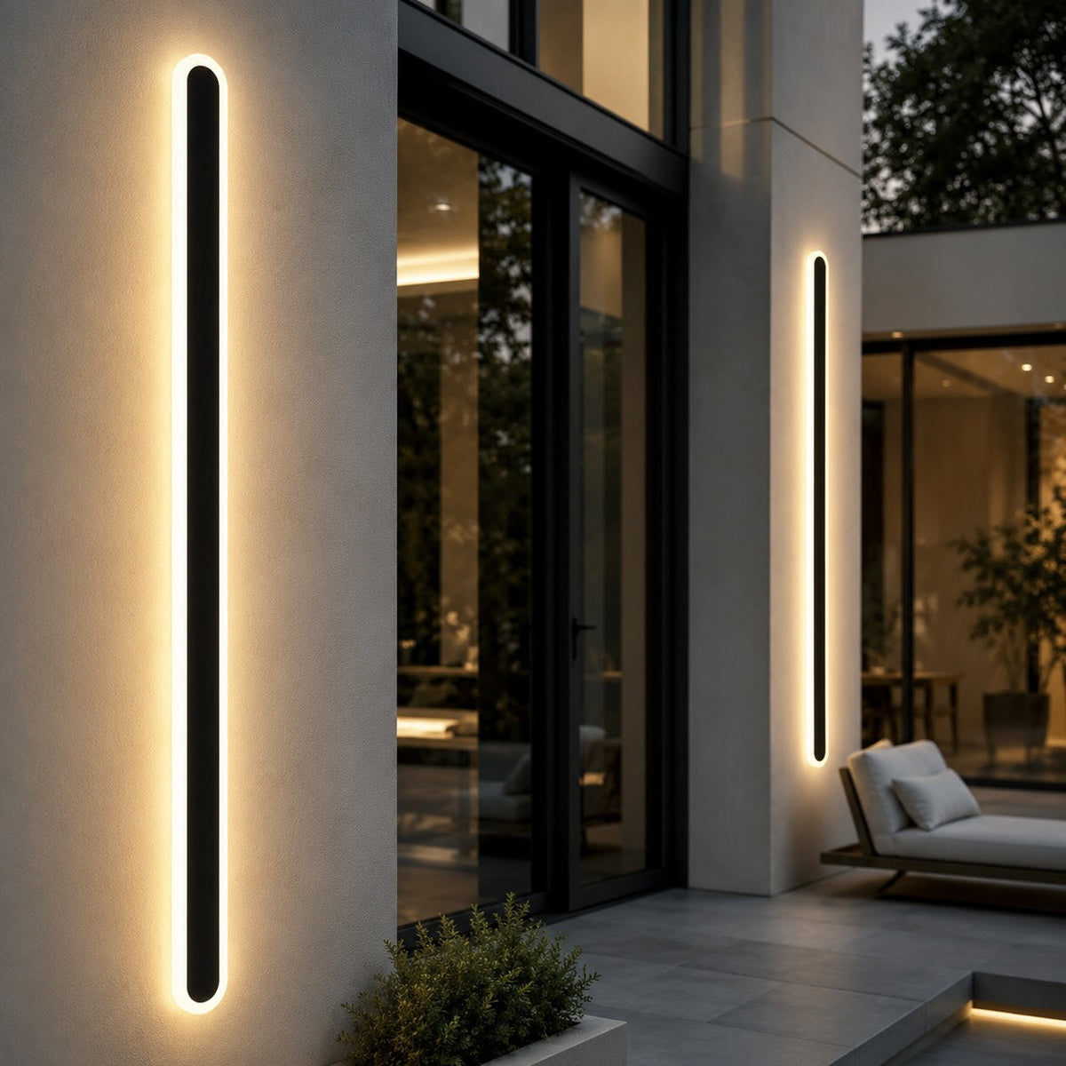 Linear outdoor wall light IP65 dimmable LED minimalist black metal