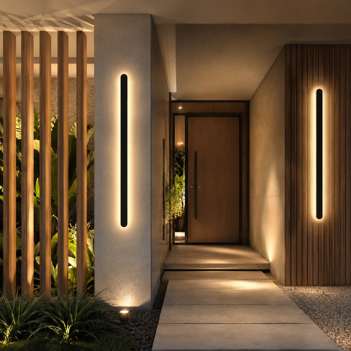 Linear outdoor wall light IP65 weatherproof dimmable LED minimalist metal black