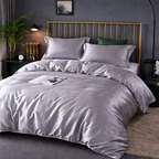 Luxury Satin Cotton Bedding Set - King Queen Silky Bed Linen