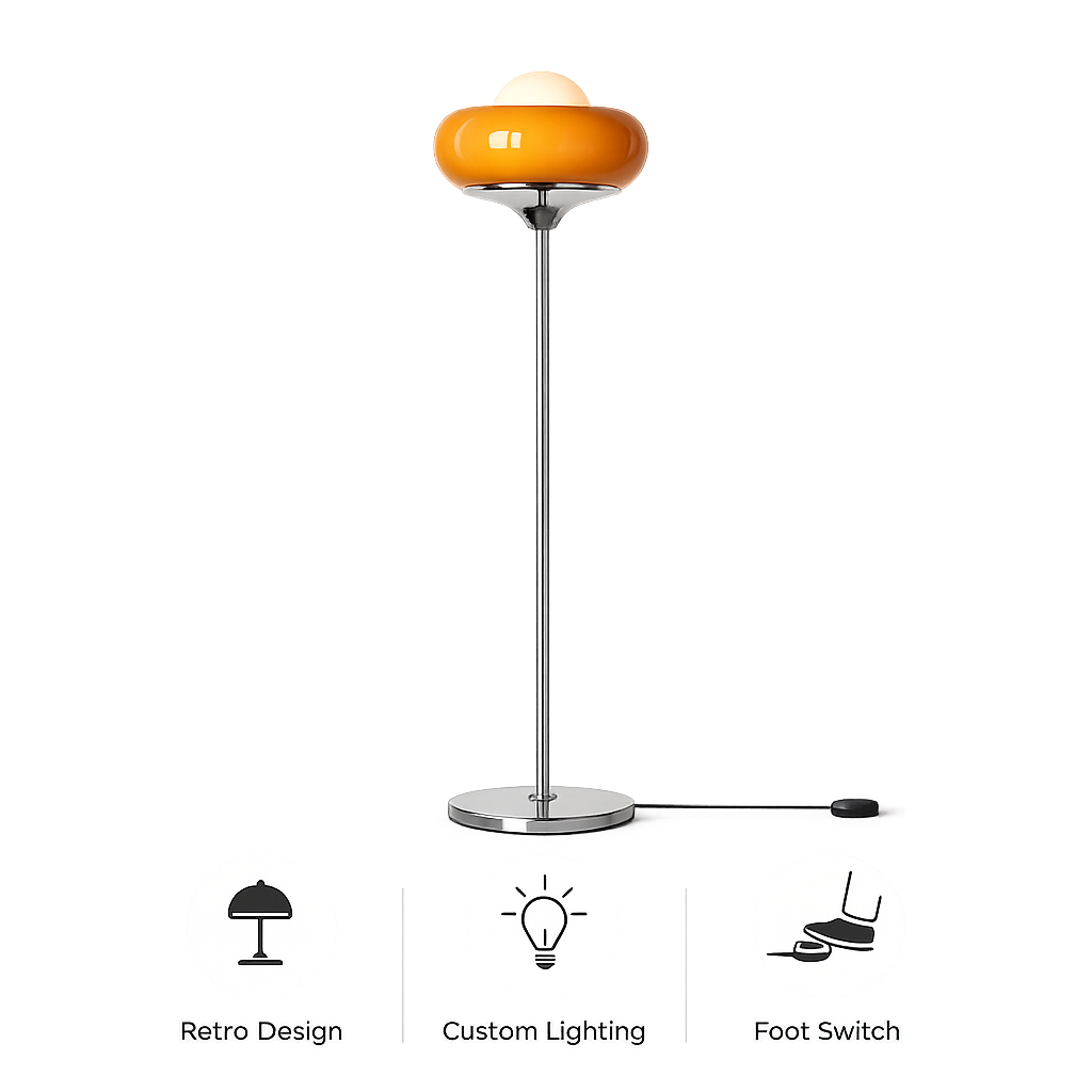 Modern Retro Glass Floor Lamp - E27 Ambient Lighting