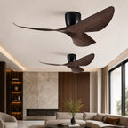 DC ceiling fan with remote control and 6-speed quiet DC motor, modern low profile design