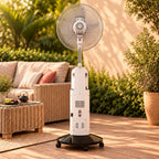 Outdoor misting fan 16 inch rechargeable 9-speed with LED night light