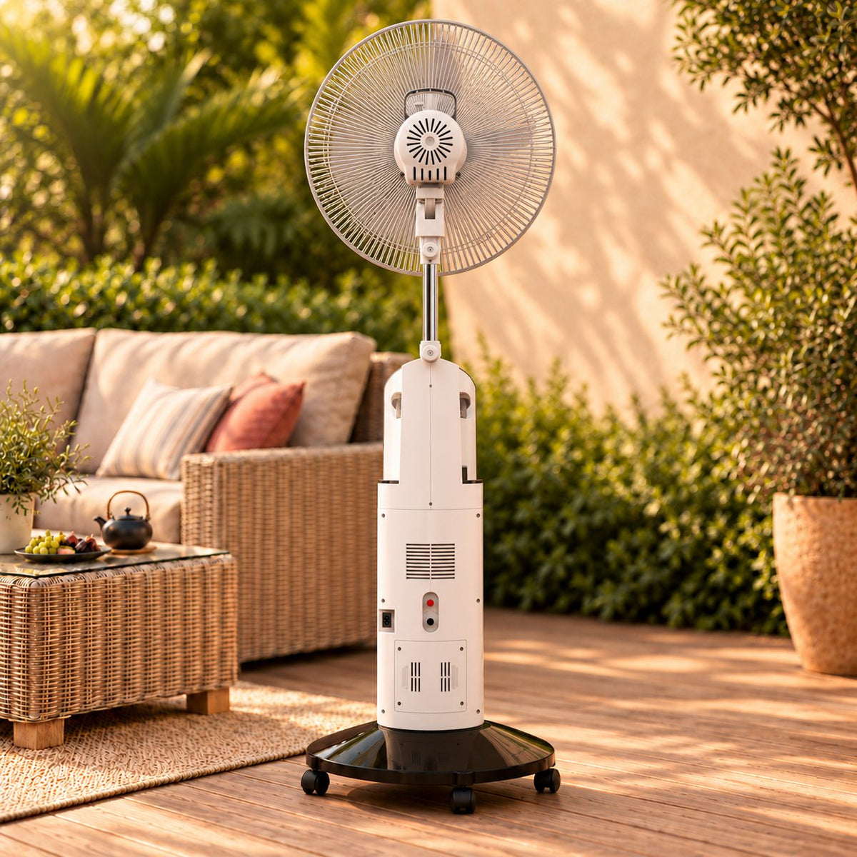 Outdoor misting fan 16 inch rechargeable 9-speed with LED night light