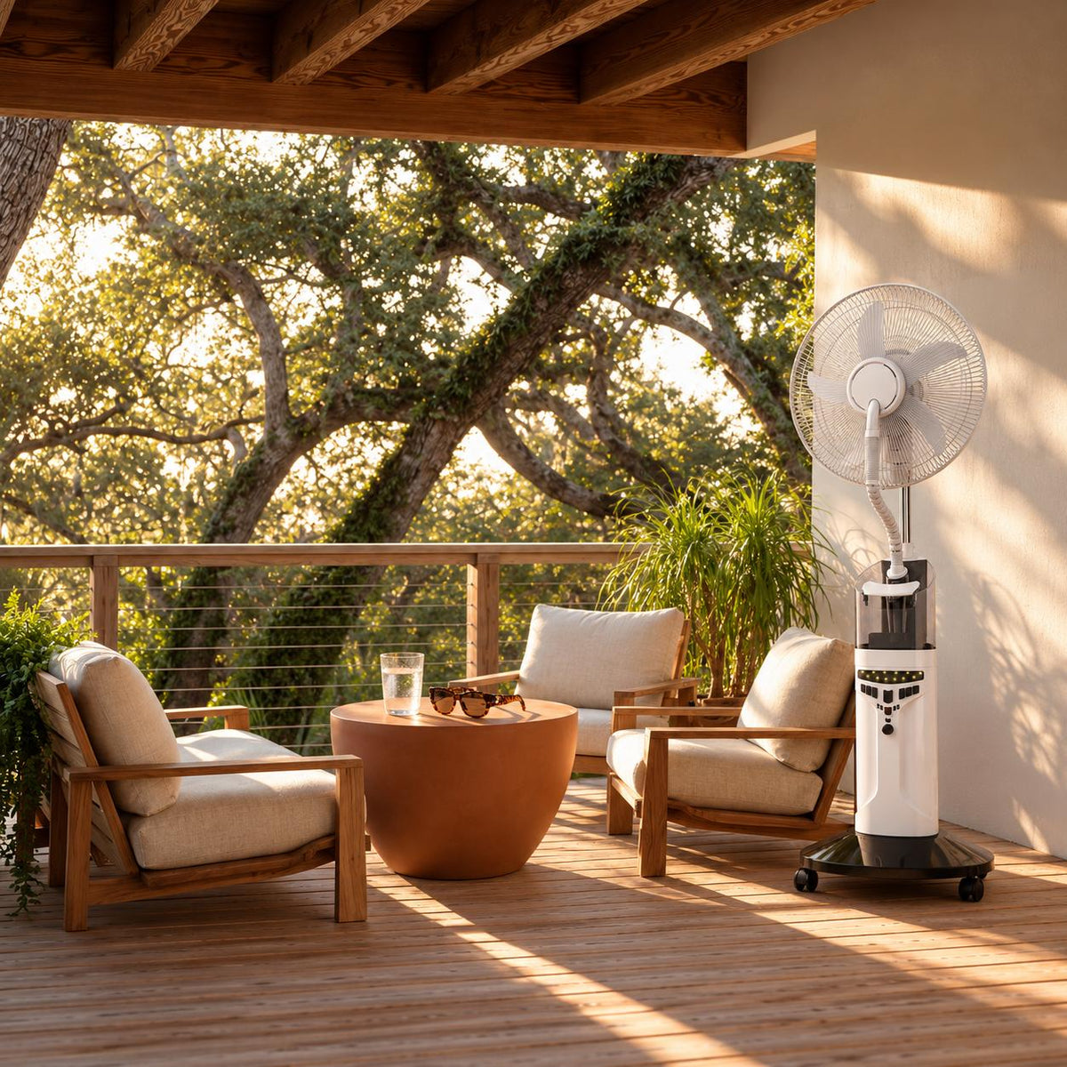 Outdoor misting fan 16 inch rechargeable 9-speed with LED night light