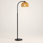Boho Floor Lamp - Bamboo Shade - Natural Decor