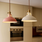 Industrial metal dome pendant light with integrated LED, 1-light, colorful matte finish