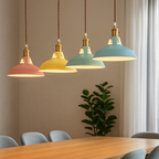 Industrial metal dome pendant light with integrated LED, 1-light, colorful matte finish