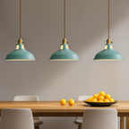 Industrial metal dome pendant light with integrated LED, 1-light, colorful matte finish