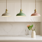 Industrial metal dome pendant light with integrated LED, 1-light, colorful matte finish