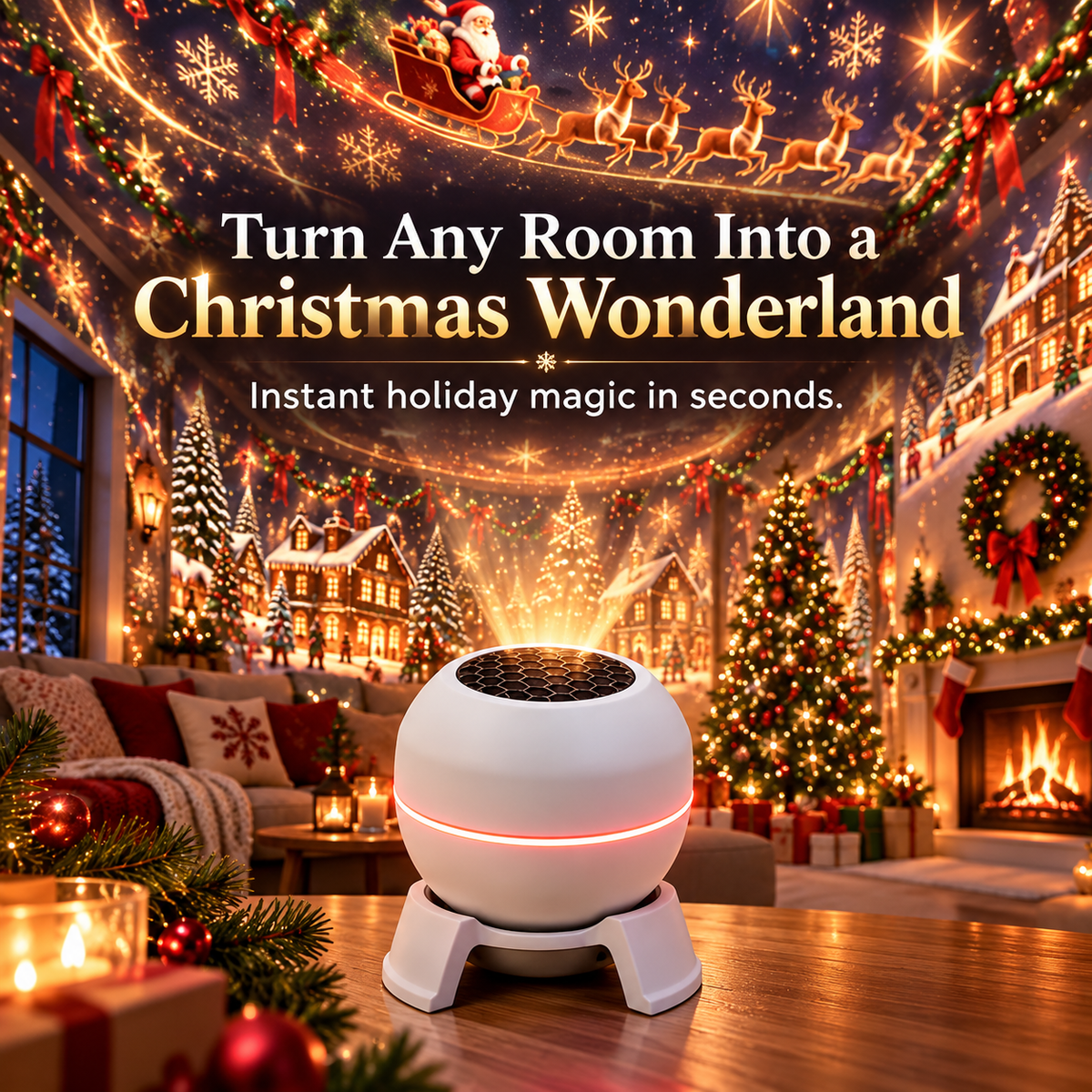 Christmas Light Projector Moving Stars | USB Powered, Indoor, White
