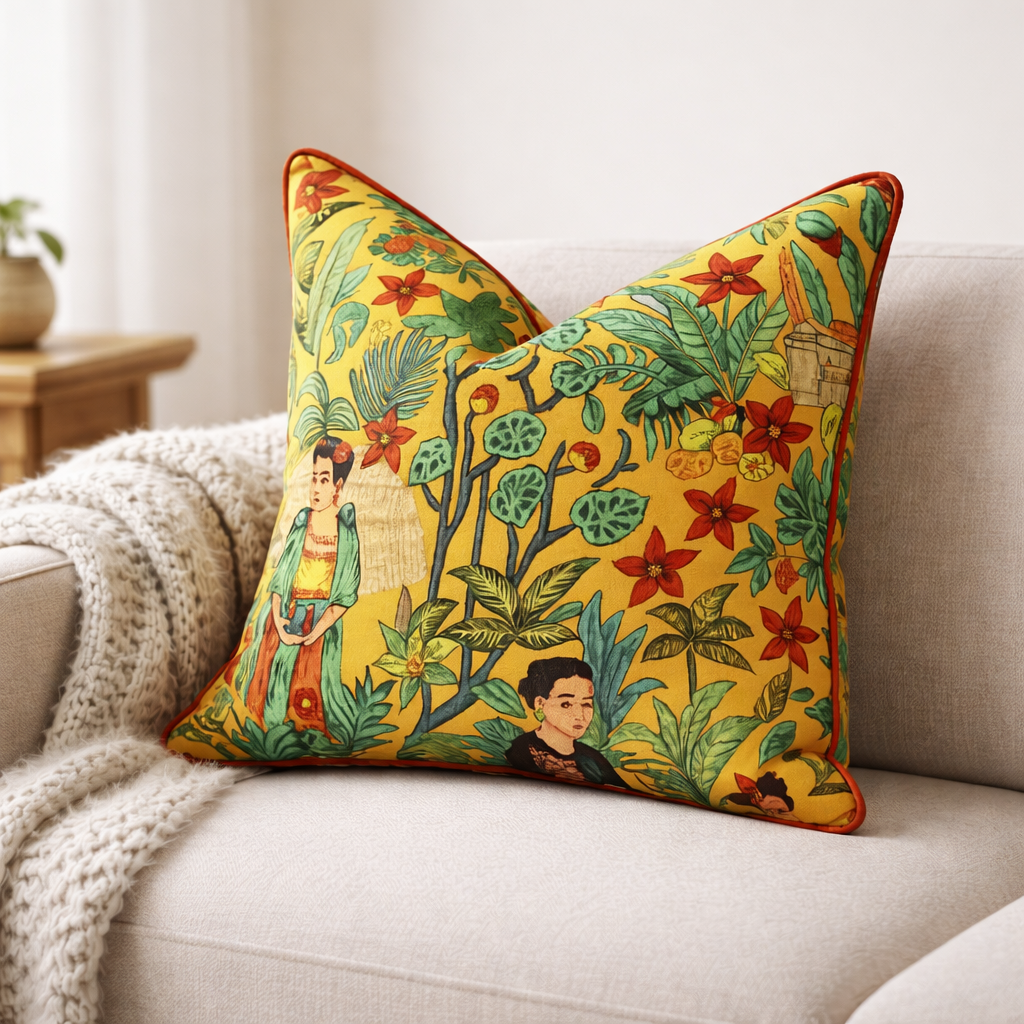 Vibrant Botanical - Cotton Cushion Cover Decorative Throw Pillow