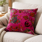 Pink Floral - Velvet Cushion Cover Decorative Throw Pillow
