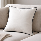 Luxury Black and White Velvet Cushion Cover - Piped Modern Decor
