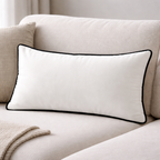 Luxury Black and White Velvet Cushion Cover - Piped Modern Decor