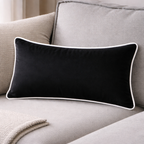 Luxury Black and White Velvet Cushion Cover - Piped Modern Decor