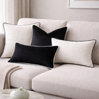 Luxury Black and White Velvet Cushion Cover - Piped Modern Decor