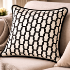 Luxury Black White Velvet Cushion Cover - Chic Pattern Design