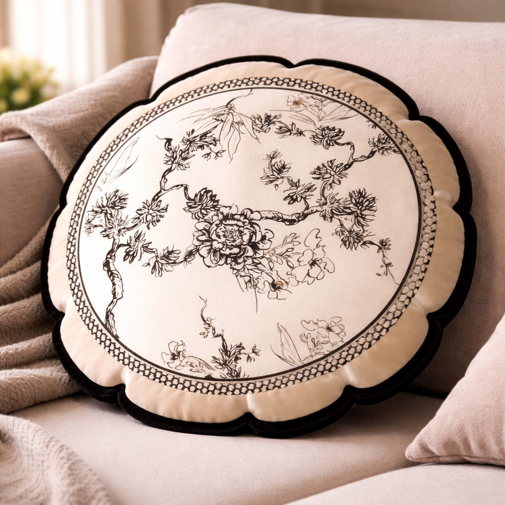 Luxury Black White Velvet Cushion Cover - Chic Pattern Design