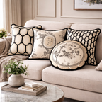 Luxury Black White Velvet Cushion Cover - Chic Pattern Design