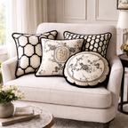 Luxury Black White Velvet Cushion Cover - Chic Pattern Design