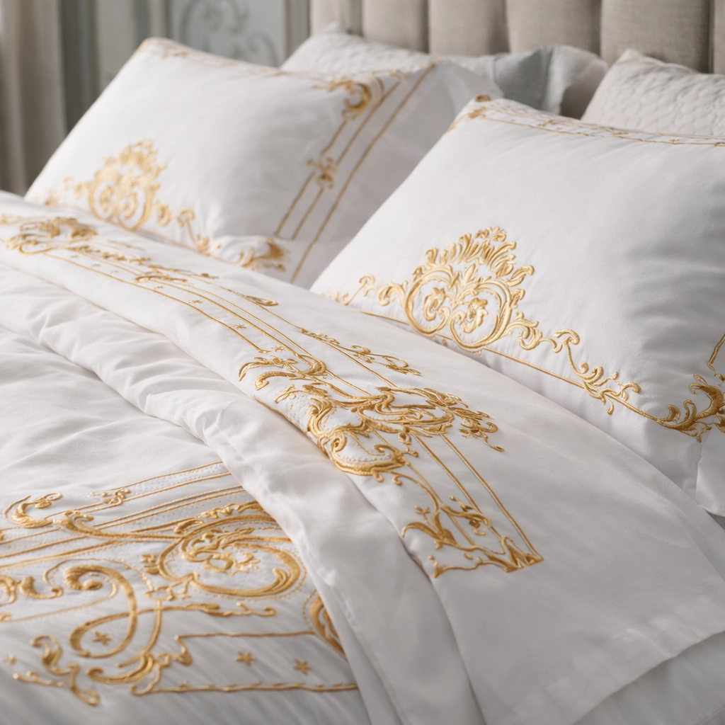 White Gold Egyptian Cotton Luxury Duvet Cover Set