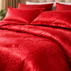 Luxury Satin Cotton Floral Duvet Cover Set - King Queen Bedding
