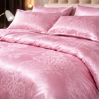 Luxury Satin Cotton Floral Duvet Cover Set - King Queen Bedding